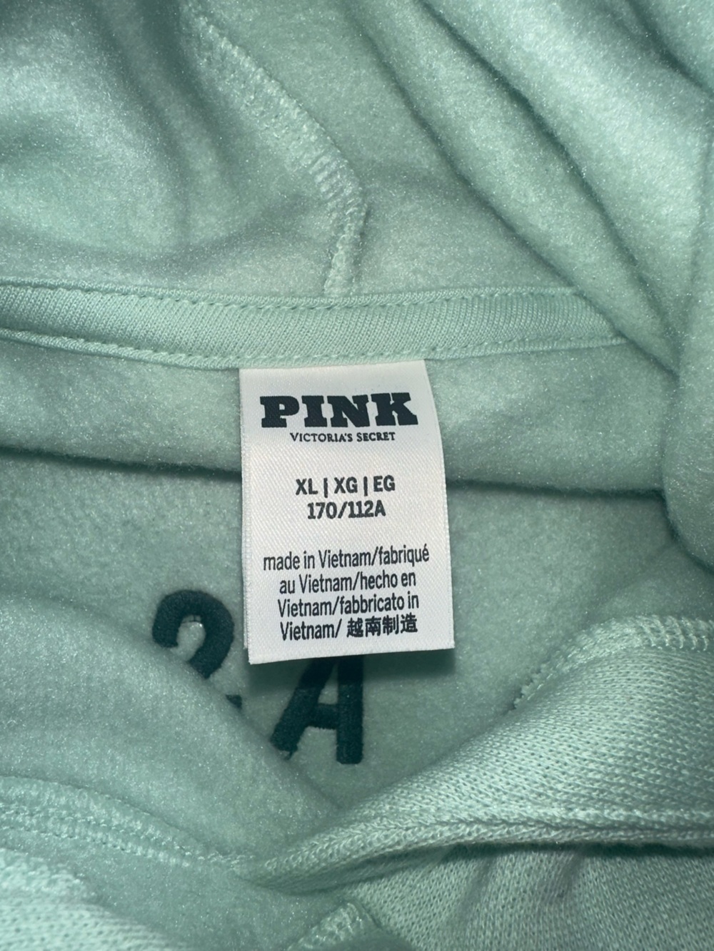 NWOT PINK Victoria's Secret Mint Green Pullover Hoodie - Picture 3 of 3
